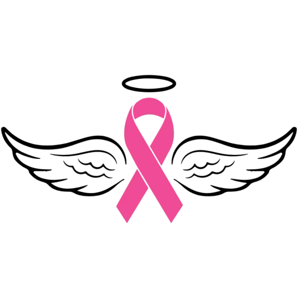 Breast Cancer Awareness Ribbon with Wings and Halo