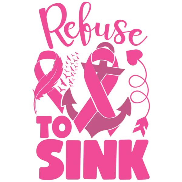 Refuse to Sink Breast Cancer Awareness Anchor with Pink Ribbon T-Shirt Design