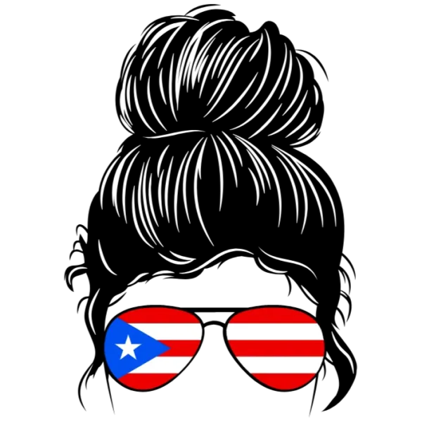 Puerto Rico Sunglasses Woman Bun Hair Top Knot