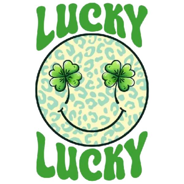Lucky Leopard Smiley Face DTF Transfer