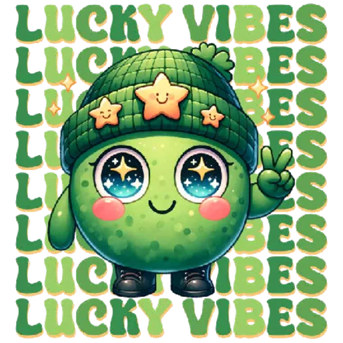 frame_0 Lucky Vibes Cactus T-Shirt Design: A Vibrant and Playful Graphic for St Patrick's Day - Image 1