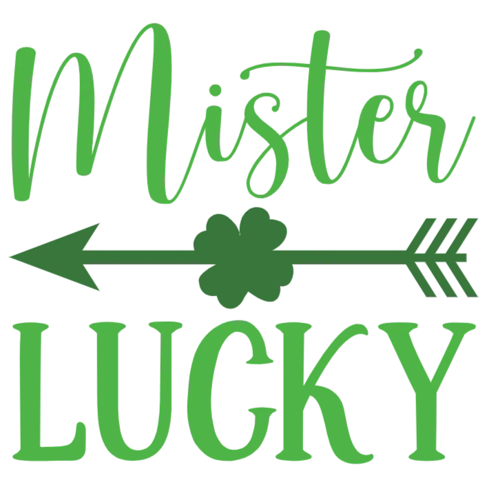 frame_0 Mister Lucky St Patrick's Day Green Arrow Clover T-shirt Design - Image 1