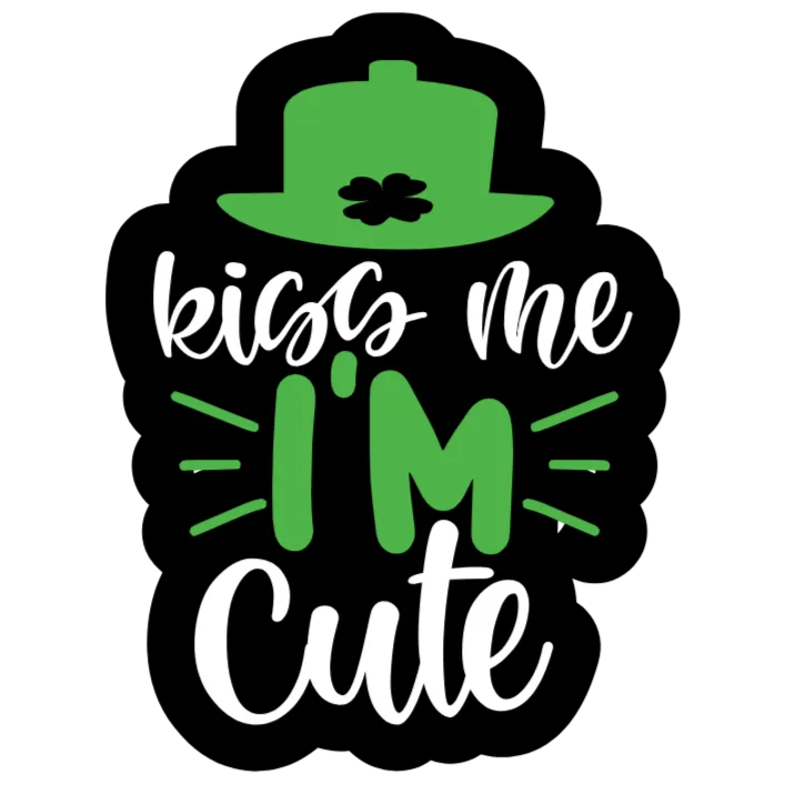 frame_0 Kiss Me I'm Cute Lucky Shamrock St Patrick's Day DTF Transfers - Image 1