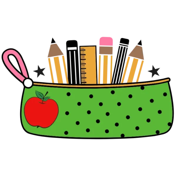 Back to School Pencil Case with Apple and Stars