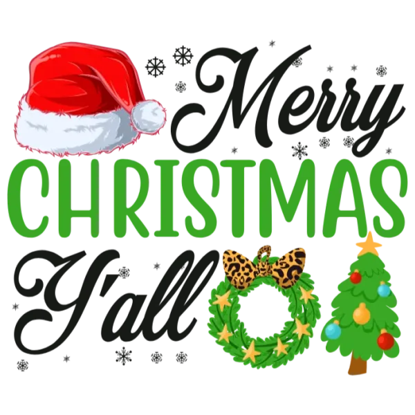 Merry Christmas Y'all Holiday Graphic T-Shirt