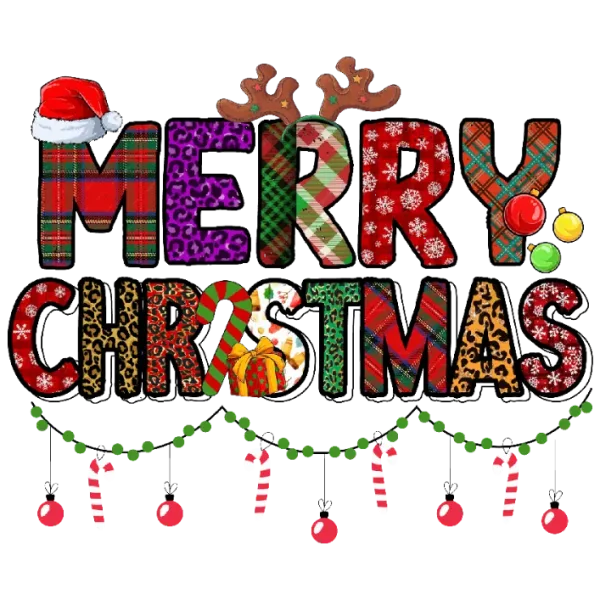 Merry Christmas Plaid Pattern T-Shirt Graphic