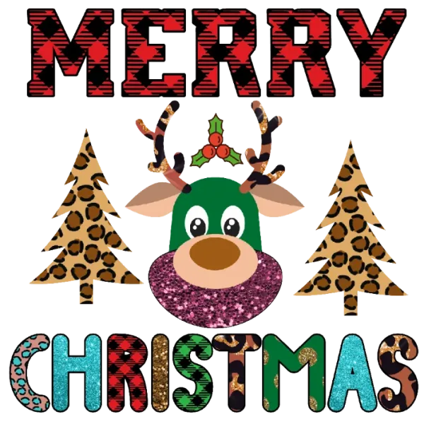 Merry Christmas Reindeer and Trees Design