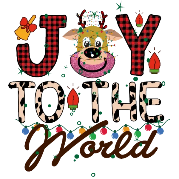 Joy to the World Cow Christmas Design