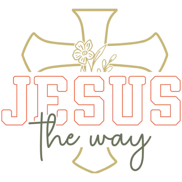 Jesus The Way Cross and Flower Image DTF Transfer