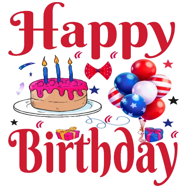 Happy Birthday Celebration with Cake and Balloons