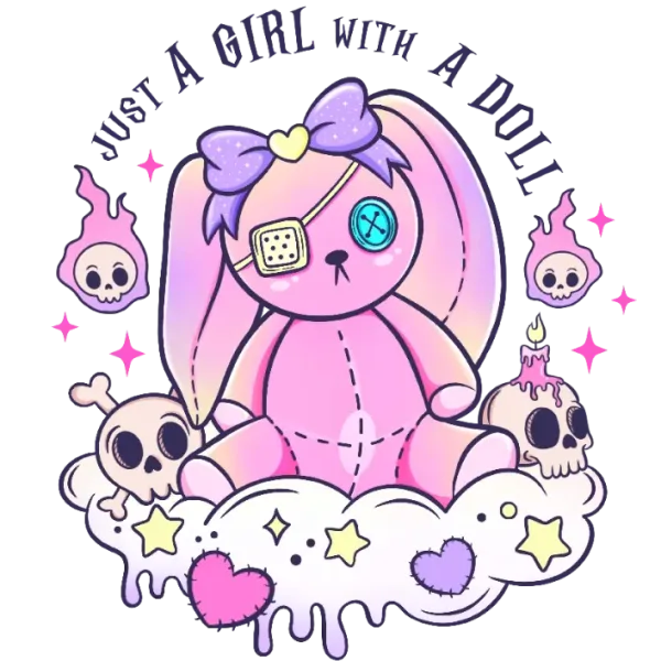 Girly Goth Stuffed Animal Rabbit