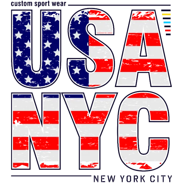 USA NYC New York City Graphic T-Shirt Design - American Flag Style Typography for Custom Apparel, Clothing and Accessories