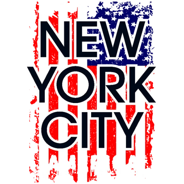 New York City Starry American Flag Distressed Design for Apparel