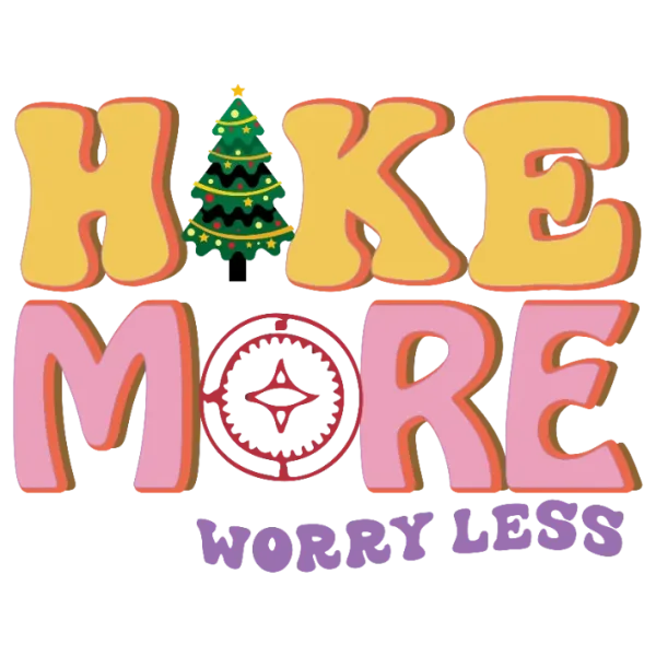 Hike More Worry Less Christmas Tree Holiday Graphic