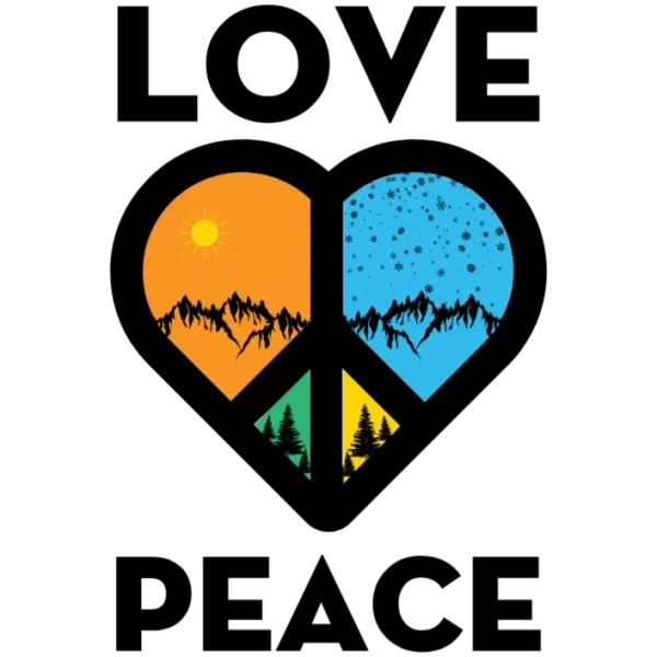Love Peace Mountains Forests Sun Snowflakes Heart
