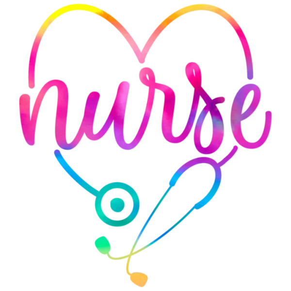 Nurse Heartbeat Stethoscope Rainbow DTF PNG Transfer