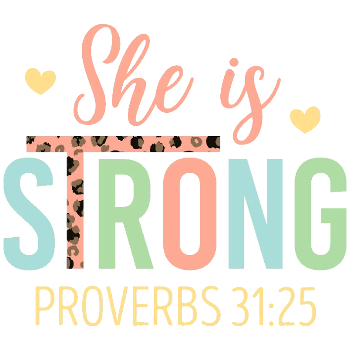frame_0 She is Strong Bible Verse Graphic DTF Transfer - Image 1