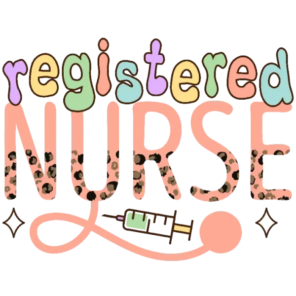 Registered Nurse Leopard Pattern Syringe Stethoscope Sticker DTF Transfer PNG File for DIY Projects