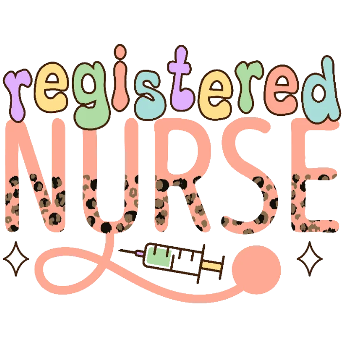 frame_0 Registered Nurse Leopard Pattern Syringe Stethoscope Sticker DTF Transfer PNG File for DIY Projects - Image 1