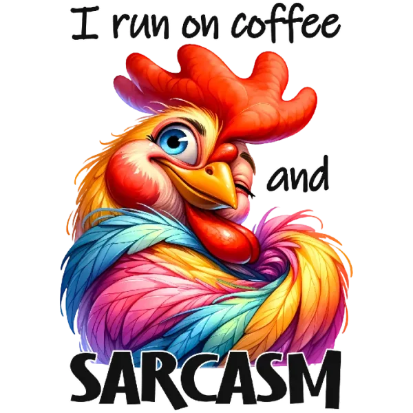 I Run on Coffee and Sarcasm Rooster Graphic