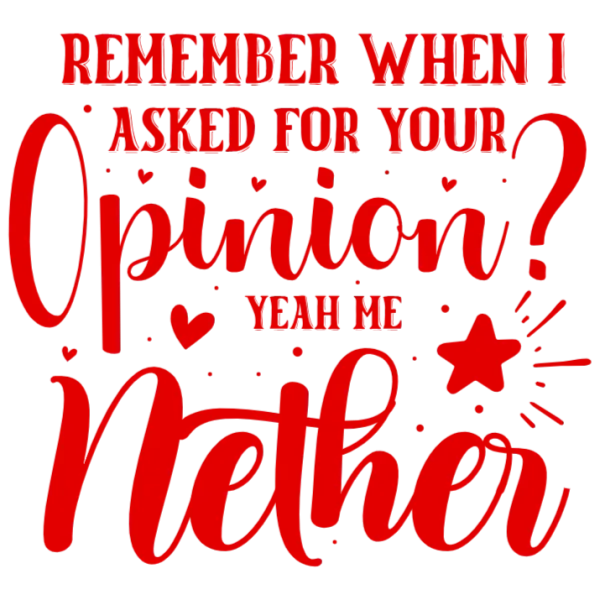 Remember When I Asked For Your Opinion Yeah Me Neither
