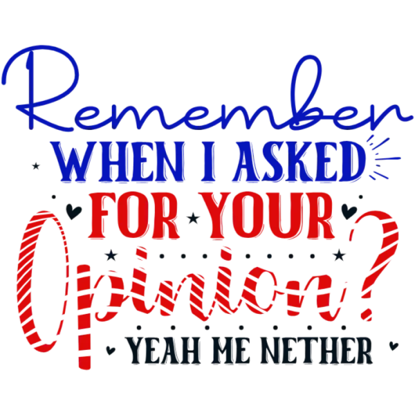 Remember When I Asked For Your Opinion Yeah Me Nether DTF Transfer
