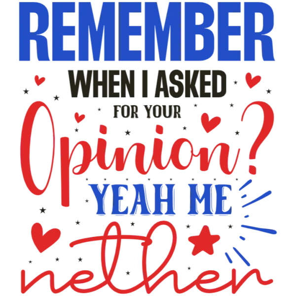 Remember When I Asked For Your Opinion Yeah Me Then