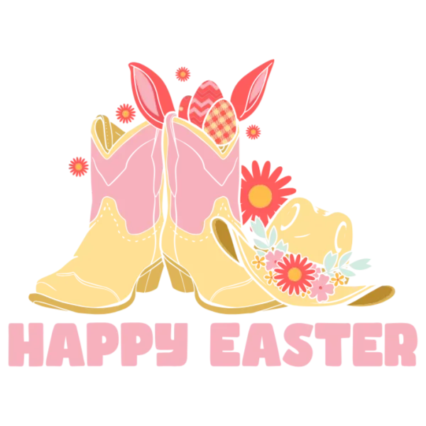 Happy Easter Cowboy Boots and Hat