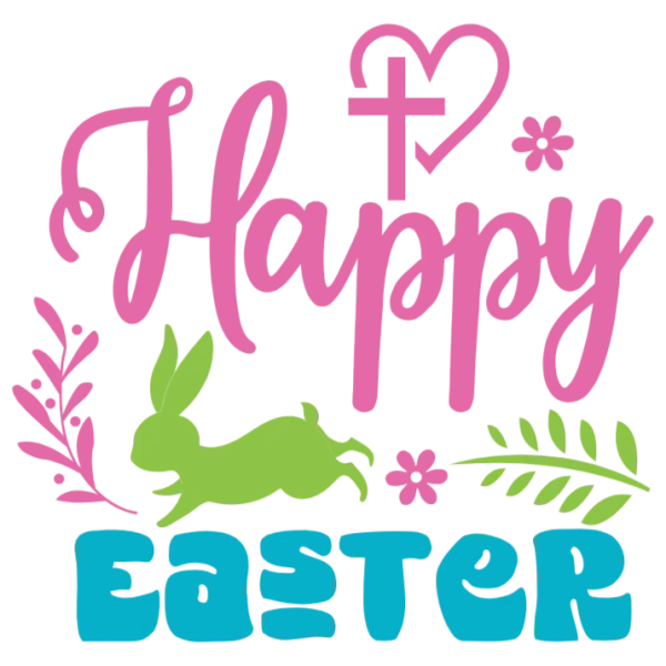Happy Easter Bunny and Cross Graphic Design