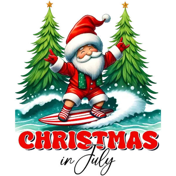 Surfing Santa Christmas in July T-Shirt