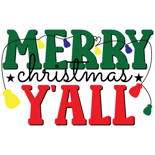 Merry Christmas Y'all Holiday Lights String Design