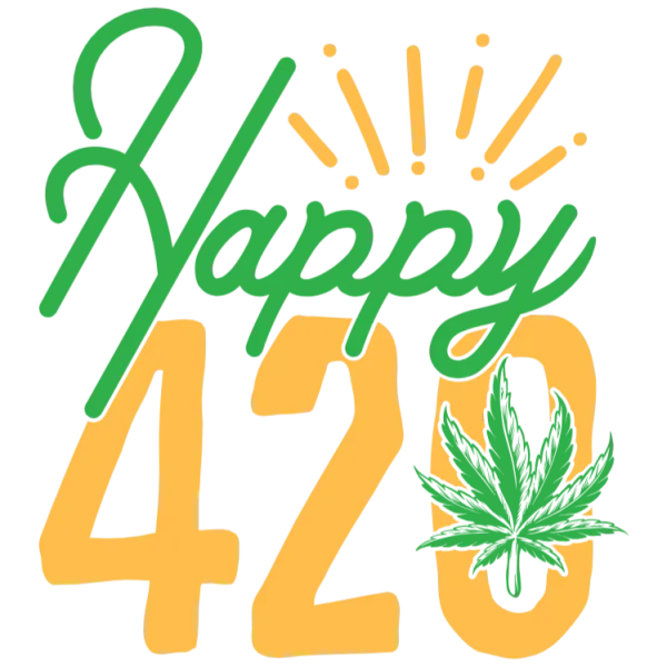Happy 420 Weed Leaf Marijuana Pot Smoker Party Celebration Stencil Decal Transfer Graphic Design DTF PNG