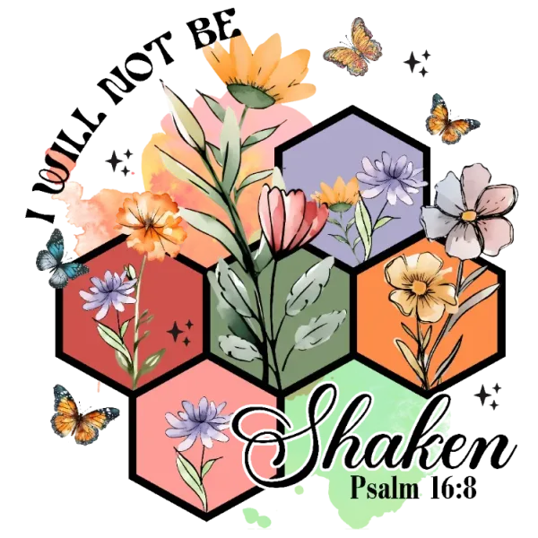 Shaken Not Shattered Faithful Strength Bible Verse Floral Graphic
