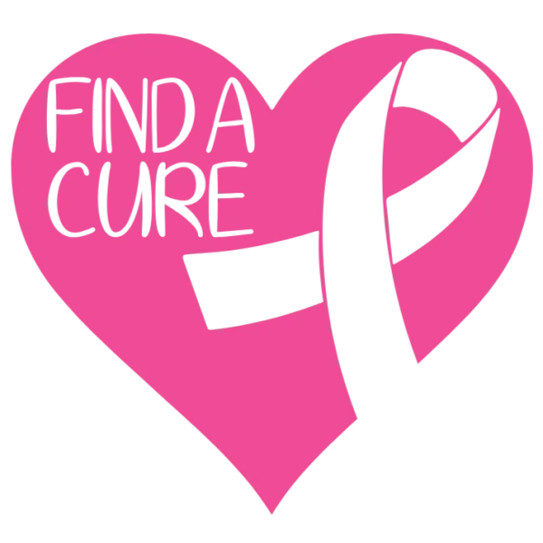 Find a Cure Heart with Breast Cancer Awareness Ribbon
