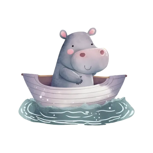 Hippo in a Boat