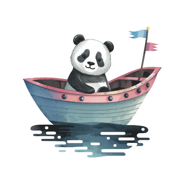 Adorable Panda in a Boat