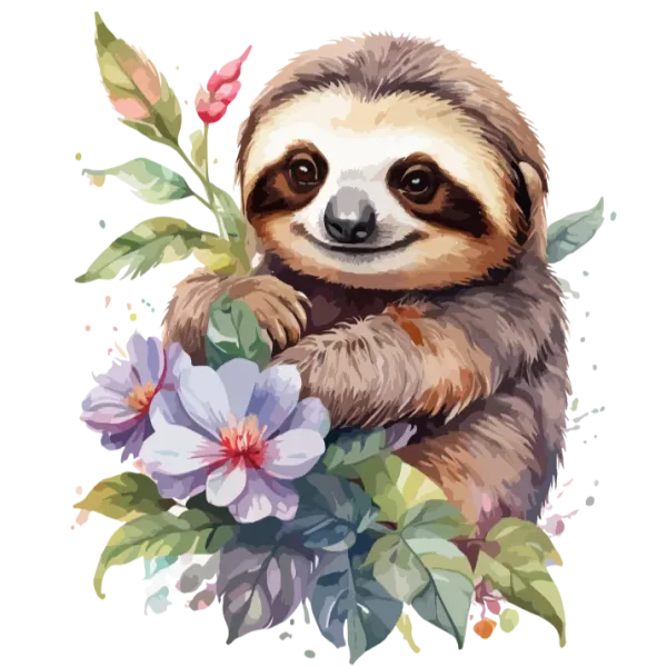 Slothful Blooms: A Delightful Floral Embrace