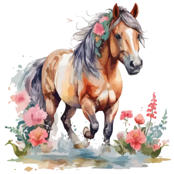 Horse and Flowers Artwork