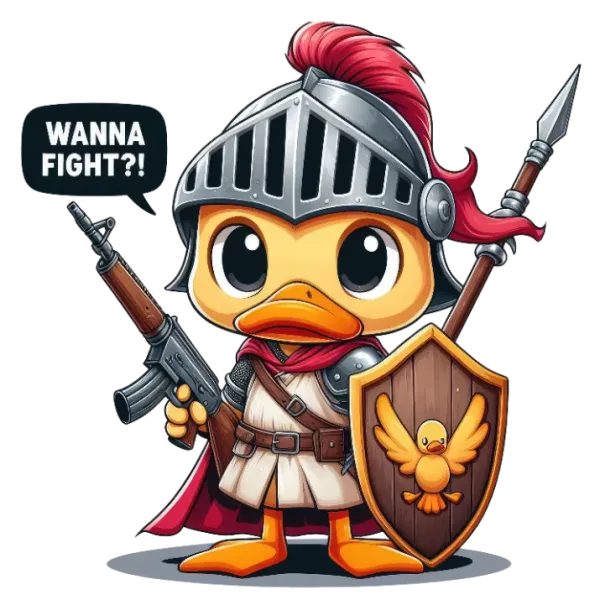 Wanna Fight? (Duck in Armor) DTF Transfer