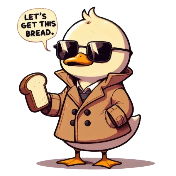 Duck in Sunglasses Holding Bread