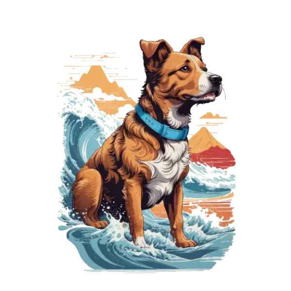 Dog Riding a Wave