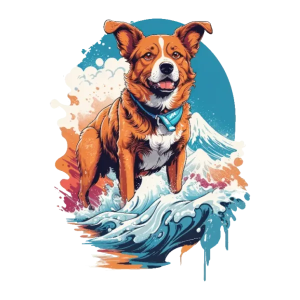 Surfing Dog T-Shirt Design