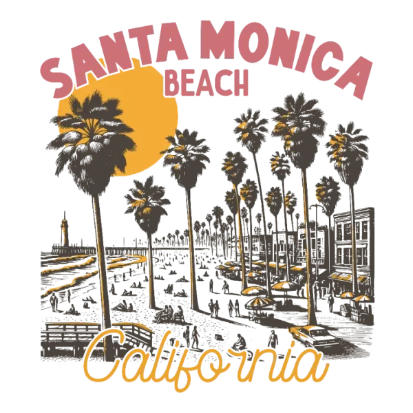 Santa Monica Beach California T Shirt Graphic