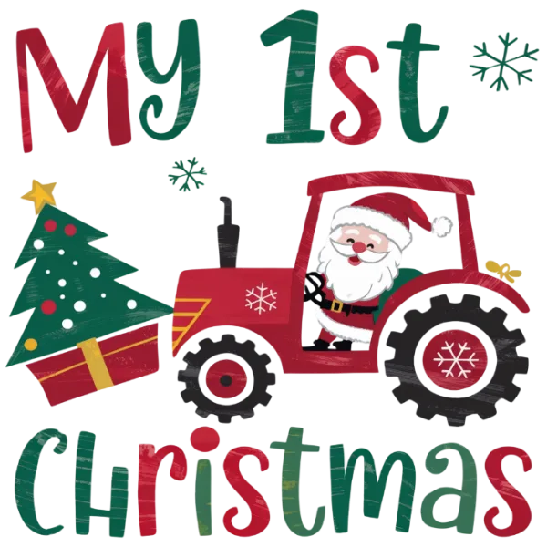 My first christmas - Santa in a tractor