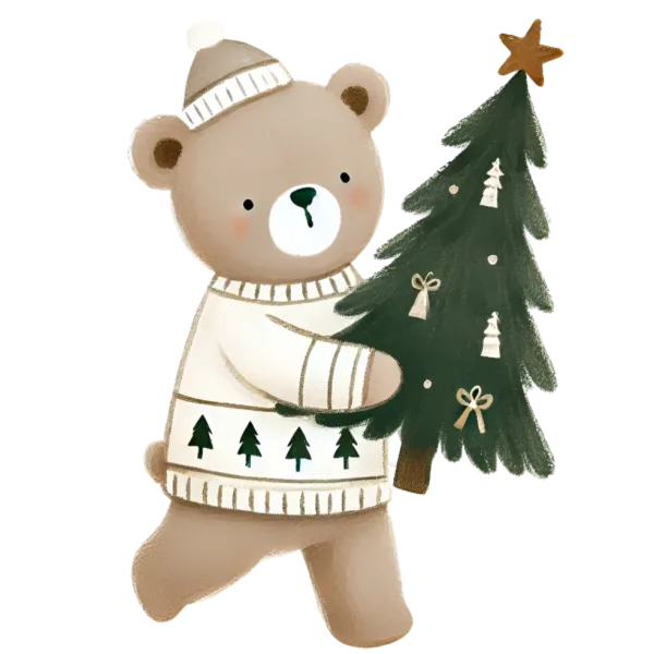 Cute Boho Christmas (Bear with Tree)