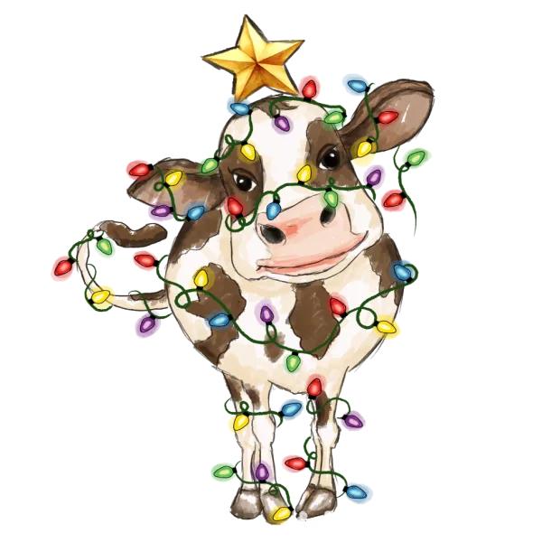 Christmas Cow with Fairy lights